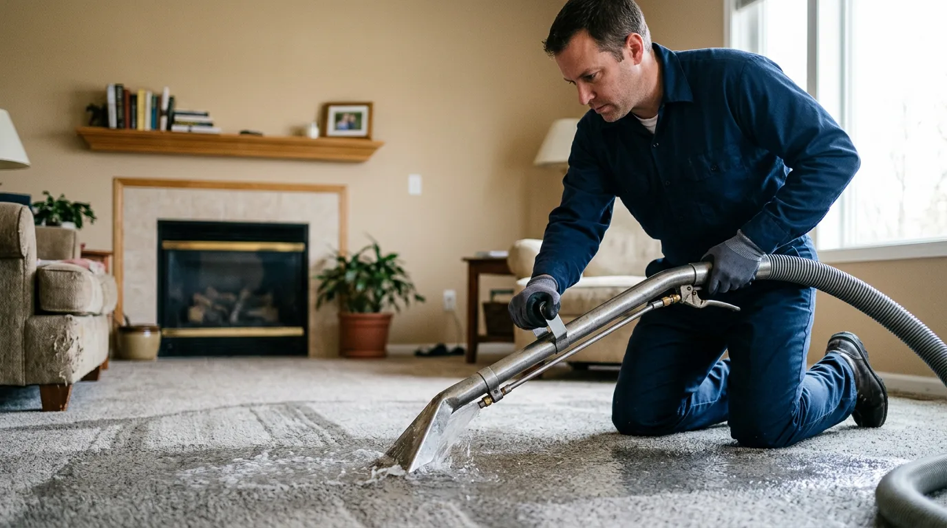 Water damage restoration technician working near Amesville, OH